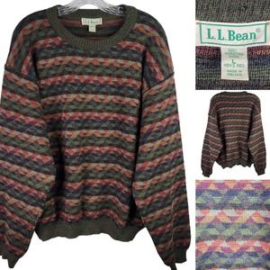 Vintage L.L. Bean Geometric Sweater Men Sz Large Worsted Wool Made in Ireland